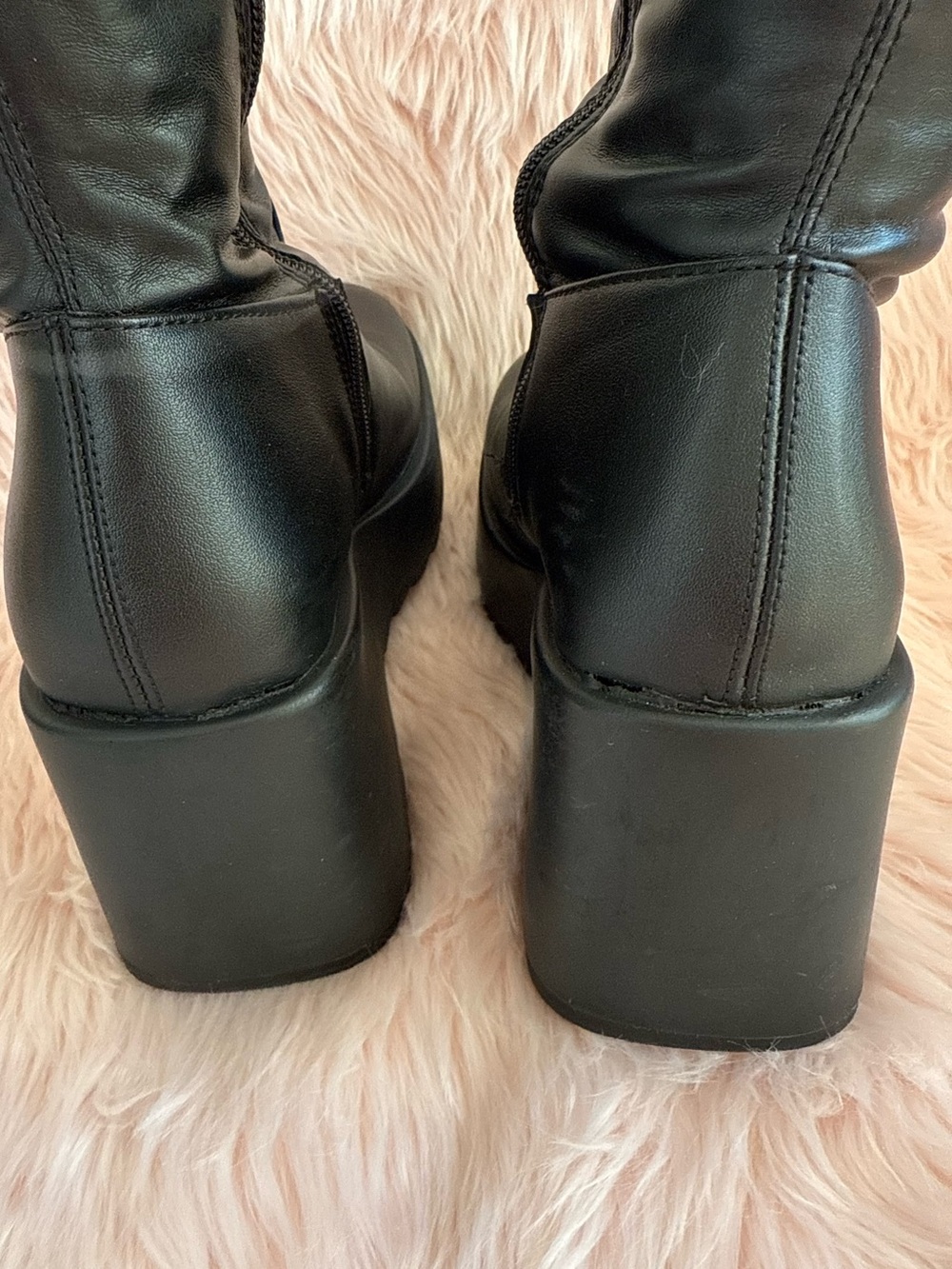 Steve Madden Duke 30 Blackout Knee Length Stretch Platform Wedge Boots Size 6 - Picture 10 of 12